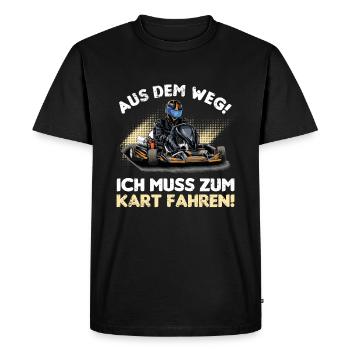 À l’écart, je dois aller au kart ! | Kart de course - T-shirt Premium bio Homme - noir - Devant - Nico (187cm)