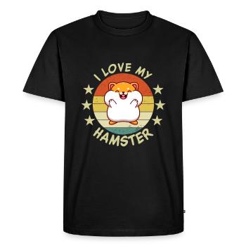 J’aime mon hamster | Drôle de dicton de hamster | - T-shirt Premium bio Homme - noir - Devant - Nico (187cm)