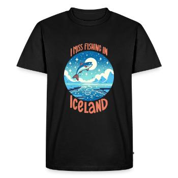 Pêche en Islande - T-shirt Premium bio Homme - noir - Devant - Nico (187cm)