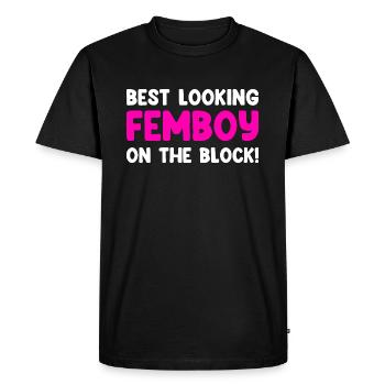 Le plus beau femboy du quartier ! - T-shirt Premium bio Homme - noir - Devant - Nico (187cm)