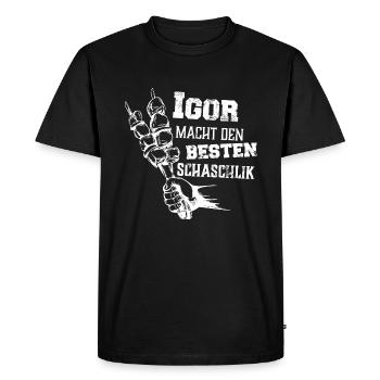 Igor macht den besten Schaschlik Grill Geschenk - Männer Premium Bio T-Shirt - Schwarz - Vorne - Nico (187cm)