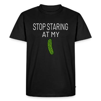 Humour Homme Concombre Arrête de regarder mon cornichon - T-shirt Premium bio Homme - noir - Devant - Nico (187cm)