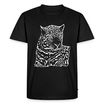 Leopard White - Men's Premium Organic T-Shirt - black - Front - Nico (187cm)
