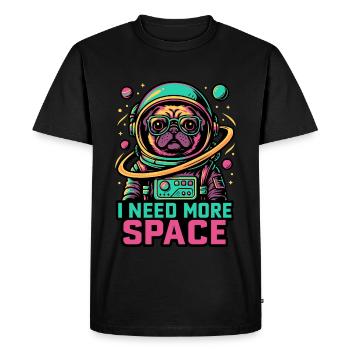 Astronaut Pug I Need More Space - Men's Premium Organic T-Shirt - black - Front - Nico (187cm)