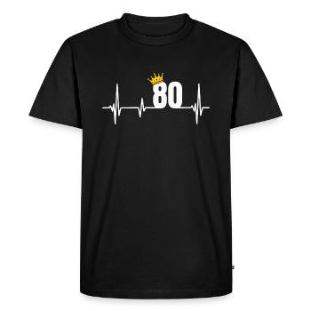 80e anniversaire 80 ans Herzschlag Krone - T-shirt Premium bio Homme - noir - Devant - Nico (187cm)