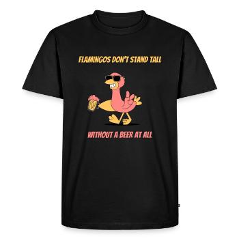 Lustiges Flamingo und Bier design - Männer Premium Bio T-Shirt - Schwarz - Vorne - Nico (187cm)