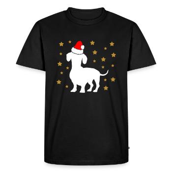 Teckel de Noël avec des étoiles de chapeau de Père Noël - T-shirt Premium bio Homme - noir - Devant - Nico (187cm)