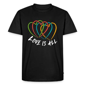 L’amour est tout. Cœurs entrelacés - T-shirt Premium bio Homme - noir - Devant - Nico (187cm)