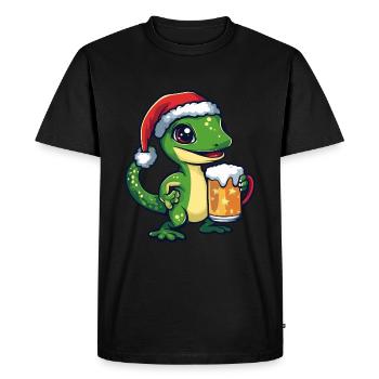 Lézard Noël Bière Drôle - T-shirt Premium bio Homme - noir - Devant - Nico (187cm)