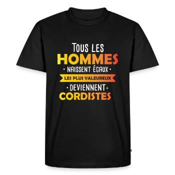 Cadeau Humour Original Cordiste / Escalade - T-shirt Premium bio Homme - noir - Devant - Nico (187cm)