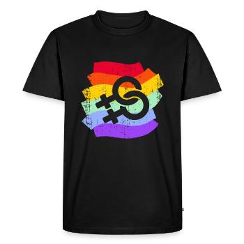 LGBT LGBTQ Rainbow Flag Femmes Lesbiennes - T-shirt Premium bio Homme - noir - Devant - Nico (187cm)
