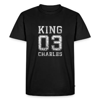 Sportif Roi Charles Roi Angleterre Monarque - T-shirt Premium bio Homme - noir - Devant - Nico (187cm)