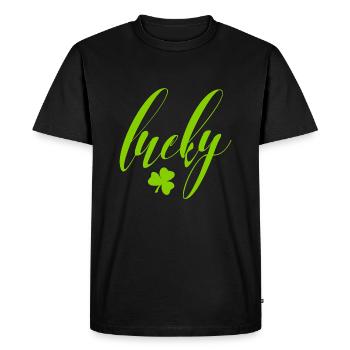 Fête de la Saint-Patrick du trèfle chanceux - T-shirt Premium bio Homme - noir - Devant - Nico (187cm)