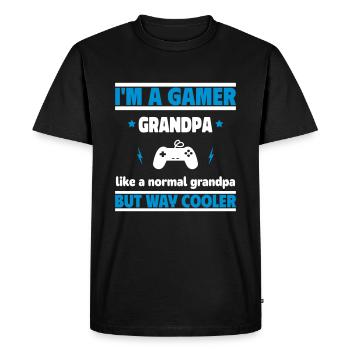 Je suis un grand-père joueur - T-shirt Premium bio Homme - noir - Devant - Nico (187cm)