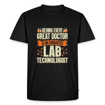 Technicien de laboratoire Profession Assistant de laboratoire Cadeau - T-shirt Premium bio Homme - noir - Devant - Nico (187cm)