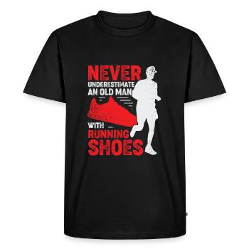 Marathon Old Man Jogging Grandpa Runner Gift - Men's Premium Organic T-Shirt - black - Front - Nico (187cm)