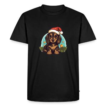 Noël teckel - T-shirt Premium bio Homme - noir - Devant - Nico (187cm)