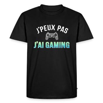 J'peux pas j'ai gaming. Humour gaming. Gamer - T-shirt Premium bio Homme - noir - Devant - Nico (187cm)