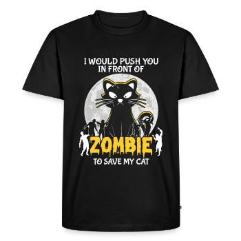Sorcière chat d’Halloween - T-shirt Premium bio Homme - noir - Devant - Nico (187cm)