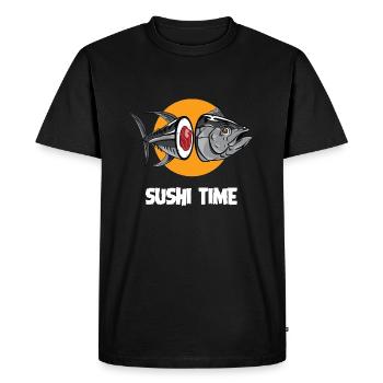 SUSHI TIME-tuna-b - Men's Premium Organic T-Shirt - black - Front - Nico (187cm)