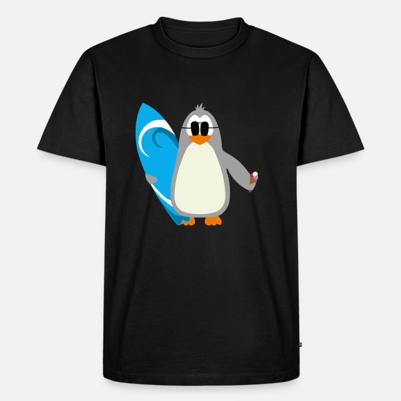 Pinguin surfer sonnenbrille eis geschenkidee - Männer Premium Bio T-Shirt - Schwarz
