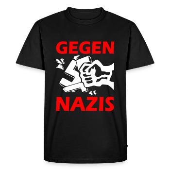 Against nazis fist - Men's Premium Organic T-Shirt - black - Front - Nico (187cm)