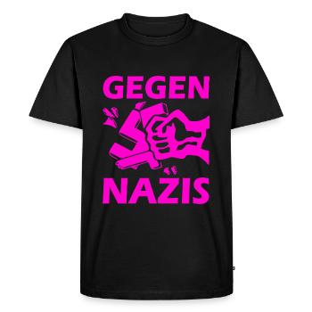 Contre le poing des nazis - T-shirt Premium bio Homme - noir - Devant - Nico (187cm)