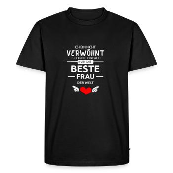 Beste Frau der Welt Valentinstag Geschenk Liebe - Männer Premium Bio T-Shirt - Schwarz - Vorne - Nico (187cm)