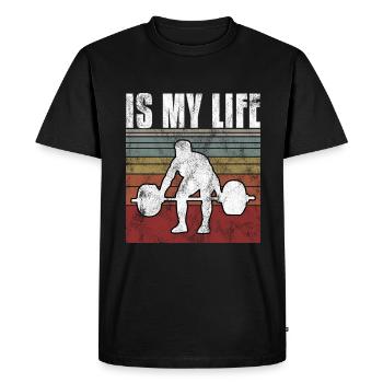 Bodybuilding is my life Bodybuilder GYM weight training - Men's Premium Organic T-Shirt - black - Front - Nico (187cm)