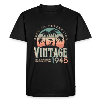 1945 Birthday Gift Born 1945 - Men's Premium Organic T-Shirt - black - Front - Nico (187cm)