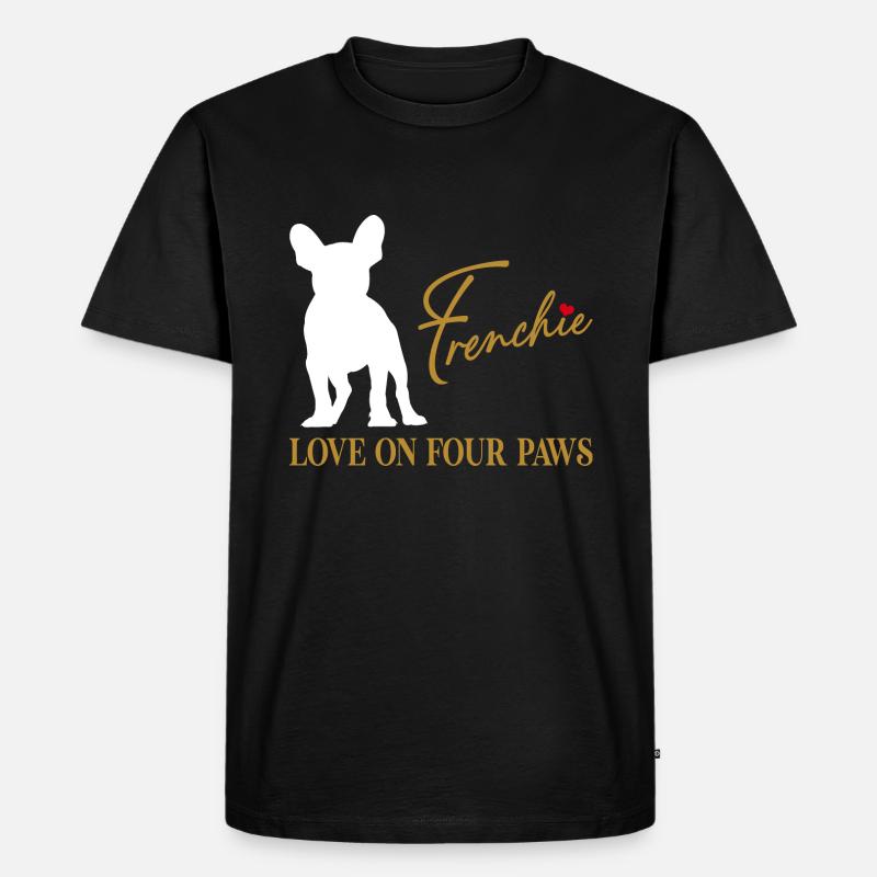 Frenchie Liebe auf vier Pfoten - Männer Premium Bio T-Shirt - Schwarz
