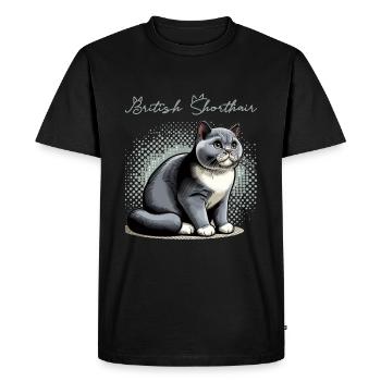 British Shorthair Comic Style - Männer Premium Bio T-Shirt - Schwarz - Vorne - Nico (187cm)