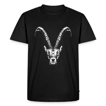 Capricorne / Bélier / Bouquetin / Portrait - T-shirt Premium bio Homme - noir - Devant - Nico (187cm)