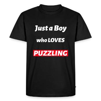 Just a boy who loves puzzling Puzzle design - Men's Premium Organic T-Shirt - black - Front - Nico (187cm)