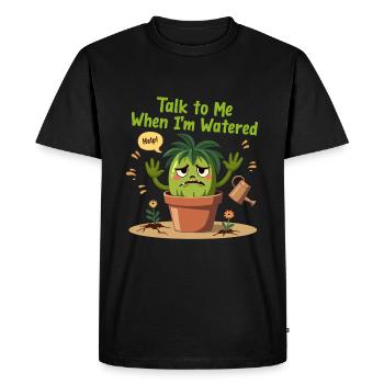 Plante assoiffée - Talk to Me Funny Design - T-shirt Premium bio Homme - noir - Devant - Nico (187cm)