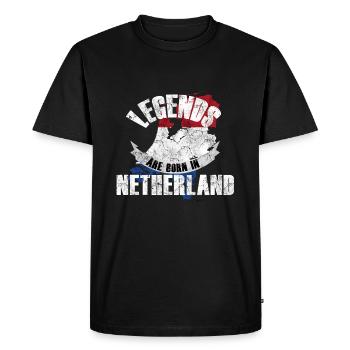 Legends are born in Netherland - Men's Premium Organic T-Shirt - black - Front - Nico (187cm)