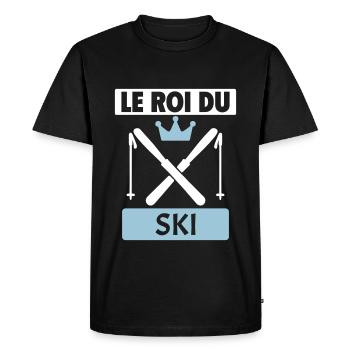 Le roi du ski Skieur Montagne Sports d'hiver Noël - T-shirt Premium bio Homme - noir - Devant - Nico (187cm)