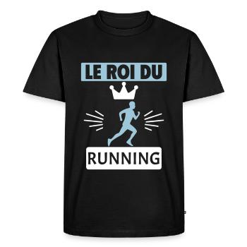 Le roi du running Jogging Sport Humour - T-shirt Premium bio Homme - noir - Devant - Nico (187cm)