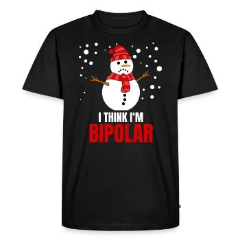 Snowman bipolar funny saying winter - Men's Premium Organic T-Shirt - black - Front - Nico (187cm)