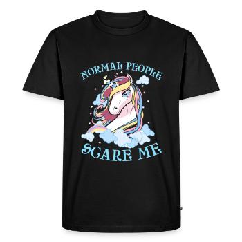 Einhorn Geschenk Normal People Scare Me - Men's Premium Organic T-Shirt - black - Front - Nico (187cm)