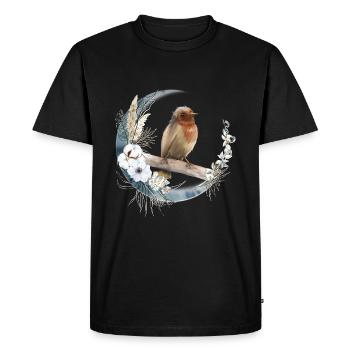 Robin Bird Friend Gift - Men's Premium Organic T-Shirt - black - Front - Nico (187cm)