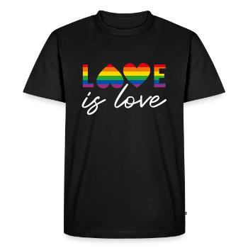 LGBTQIA+ love is love rainbow flag - Men's Premium Organic T-Shirt - black - Front - Nico (187cm)