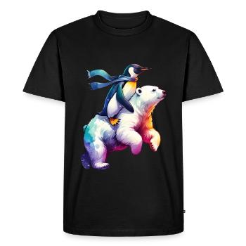 Funny Penguin and Polar Bear Gift - Men's Premium Organic T-Shirt - black - Front - Nico (187cm)