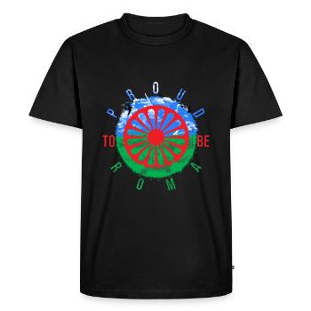 Fiers d’être Roms - T-shirt Premium bio Homme - noir - Devant - Nico (187cm)