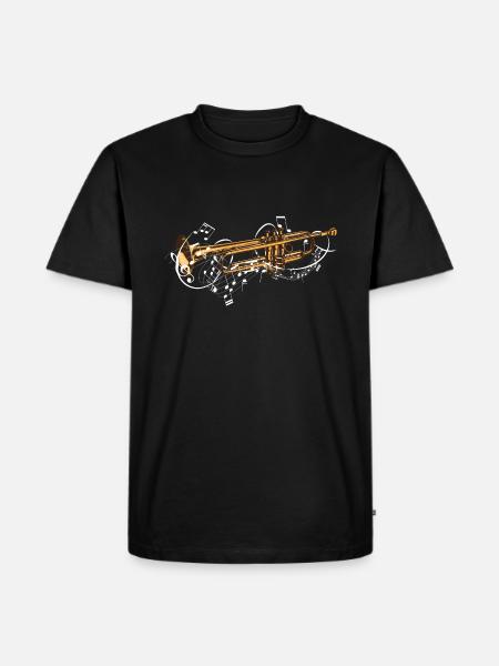 Music with trumpet as wind instrument and sheet music - Men's Premium Organic T-Shirt - black