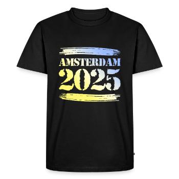 Amsterdam 2025 - Men's Premium Organic T-Shirt - black - Front - Nico (187cm)