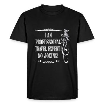 Je suis un expert en voyages professionnel sans blague - Blanc - T-shirt Premium bio Homme - noir - Devant - Nico (187cm)