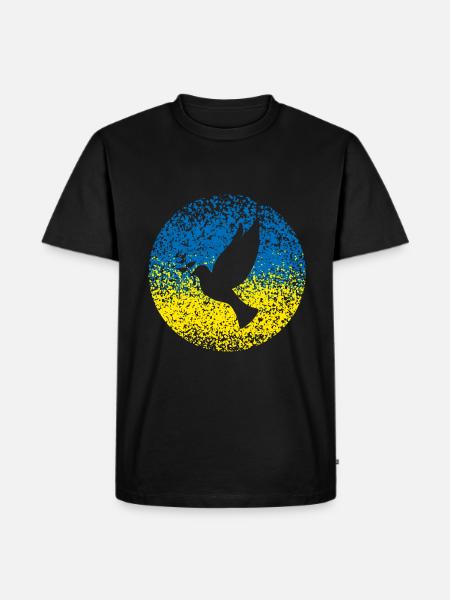 Ukraine Friedenstaube - Männer Premium Bio T-Shirt - Schwarz