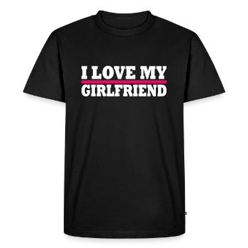 I love my girlfriend - Herre Premium økologisk T-shirt - sort - Foran - Nico (187cm)