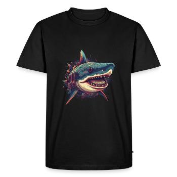 Requin trippant cool avec des motifs boho - T-shirt Premium bio Homme - noir - Devant - Nico (187cm)